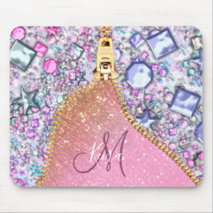 Mousepad Rosa de Glitter Dourado Girassol Personalizado