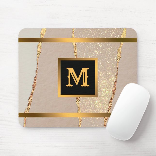 Mousepad Rosa de Lúpulo Dourado Monograma (Com mouse)