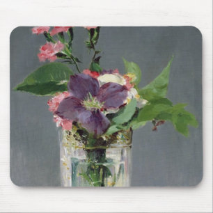 Mousepad Rosa de Manet   e Clematis em um vaso de cristal,