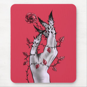 Mousepad Rosa de Mão Nervosa Thorns Macabre Vermelho