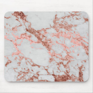 Mousepad Rosa de mármore moderno com brilho Dourado