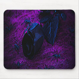 Mousepad Rosa de Material Negro Spooky, Aranhas Negras
