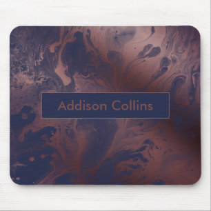 Mousepad Rosa de Negrito Moderno Dourado e Marinho Azul Nom