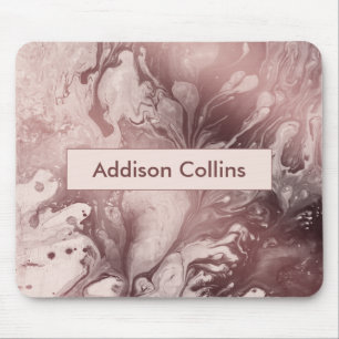 Mousepad Rosa de preto moderno Dourado e nome com marcador 