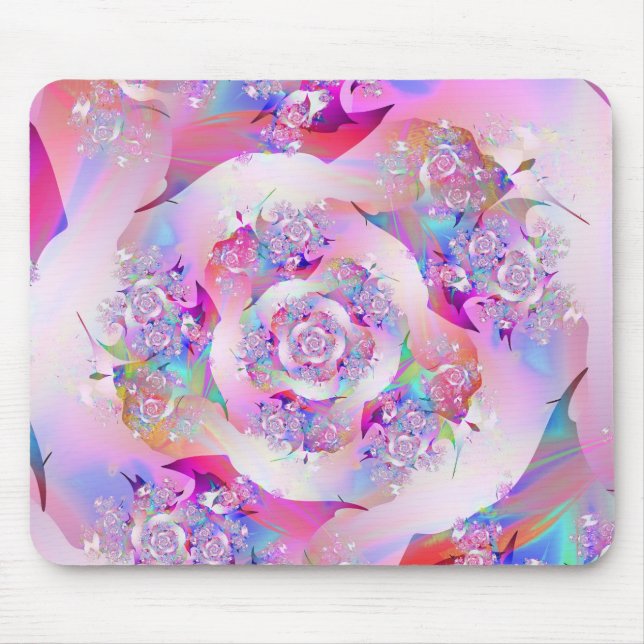 Mousepad Rosa de vetor floril, rosa-giro, bonito (Frente)