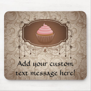 Mousepad Rosa do cupcake do quadro do candelabro e damasco