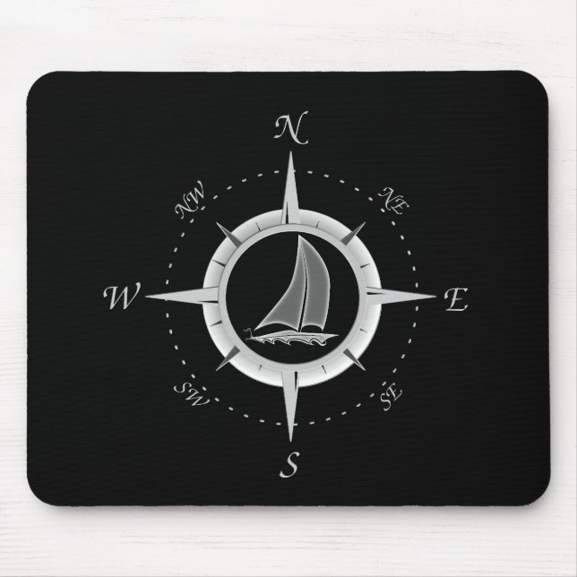 Mousepad Rosa do veleiro e de compasso (Frente)