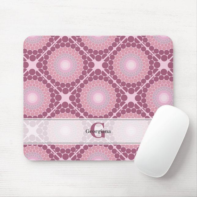 Mousepad Rosa Dot Dusky Radiante Monogramado Mandala (Com mouse)
