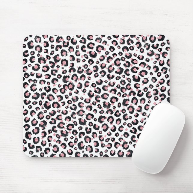 Mousepad Rosa Dourada Elegante com Estampa de Leopardo Pret (Com mouse)