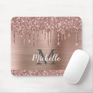 Mousepad Rosa Dourada Glitter Drives no nome metálico rosa