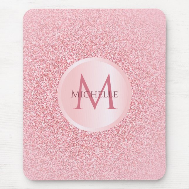 Mousepad Rosa Dourada Glitter Modelo Na moda Trendy Girly (Frente)