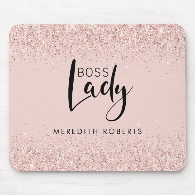 Mousepad Rosa Dourada Lush Glitter Boster Lady Personalizad (Frente)