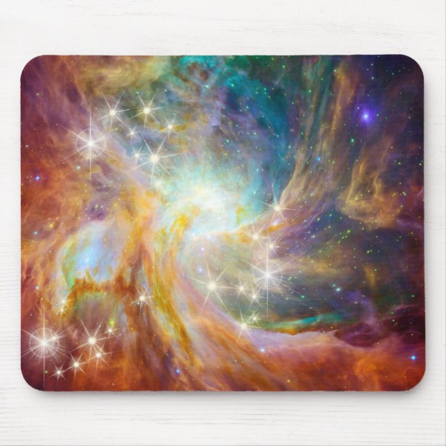 Mousepad Rosa Dourado azul da lavanda da nebulosa do espaço (Frente)