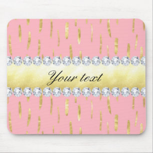 Mousepad Rosa Dourado dos cursos e dos diamantes da pintura