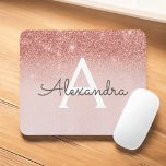 Mousepad Rosa Dourado Girassol - Monograma brilhante cor-de<br><div class="desc">Girly Blush Pink - Rosa Dourado Sparkle Glitter Monograma Name Glam Mousepad. Este Mousepad pode ser personalizado para incluir seu primeiro nome.</div>