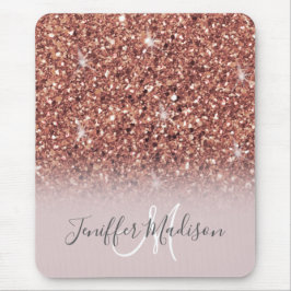 Mousepad Rosa dourado glitter Nome Personalizado