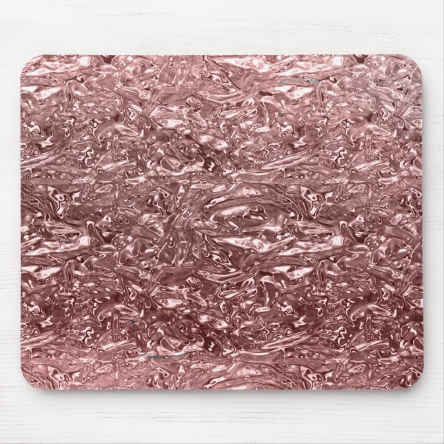 Mousepad Rosa Dourado Líquido Cromo Metálico Chic Glam (Frente)