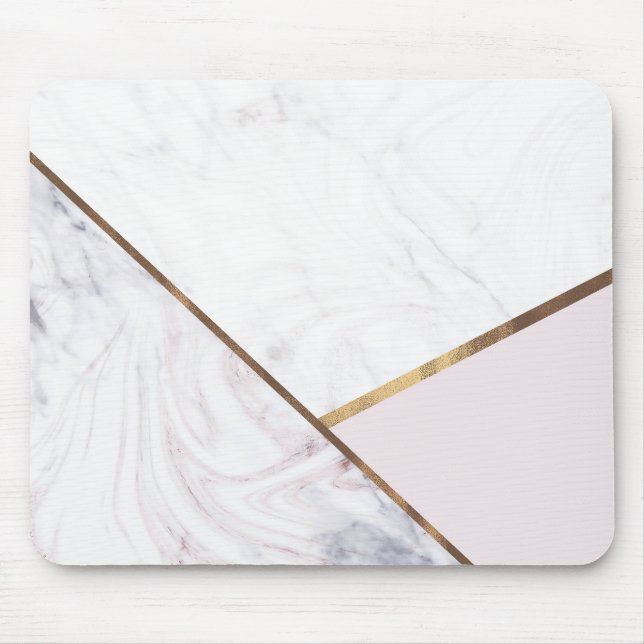 Mousepad Rosa Dourado Mármore Redemoinho & Bege Rosa Bronze (Frente)