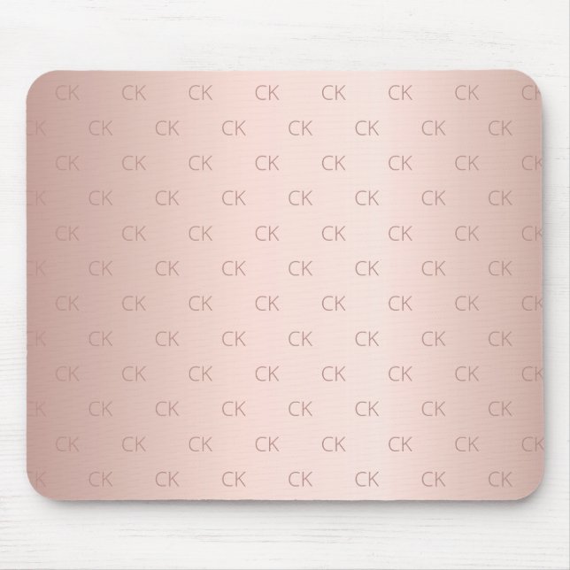 Mousepad Rosa dourado monograma com anotações minimalista (Frente)