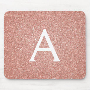 Mousepad Rosa Dourado - Nome do Monograma com Brilho Rosa