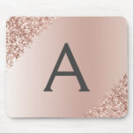 Mousepad Rosa Dourado - Nome do Monograma da Glitter Minúsc<br><div class="desc">Cor-de-rosa-claro - Faísca de Faux Dourada e Folha Metálica Glitter Nome Monograma e Pasta inicial do mouse Monograma. Este humsepad, uma menina de luxo, monograma, é perfeito para a casa ou escritório e seria um presente perfeito para um estudante ou um colega de trabalho. Entre em contato com o designer...</div>