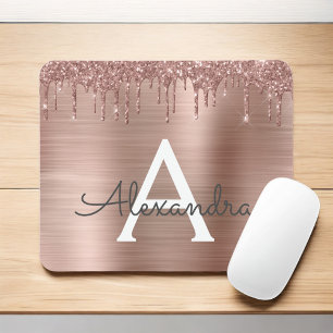 Mousepad Rosa Dourado - Nome do Monograma do Metal com Lant