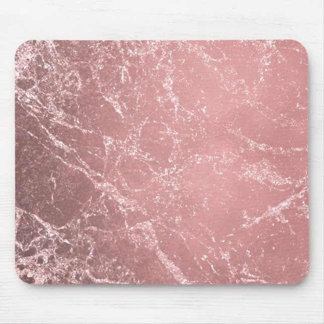 Mousepad Rosa Dourado Rosa Moderno Tendência Glam Marmore C (Frente)