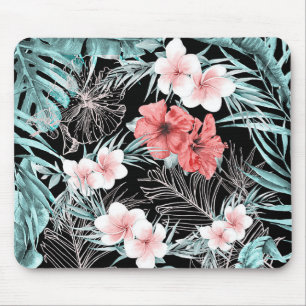 Mousepad Rosa Dourado Tropical Botânico Paraíso Chic