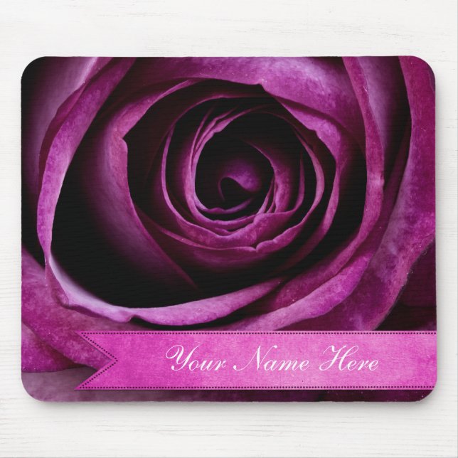 Mousepad Rosa dramático elegante bonito do roxo com fita (Frente)