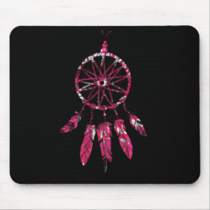 Mousepad Rosa Dreamcatcher Penas Nativas Americanas