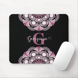 Mousepad Rosa Dusky Personalizado Boho Floral Dot Mandala