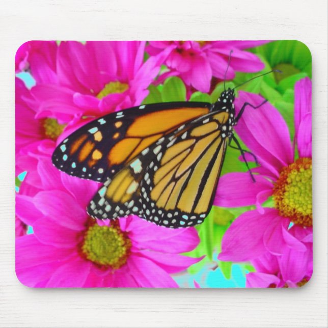 Mousepad rosa e borboleta monarca (Frente)