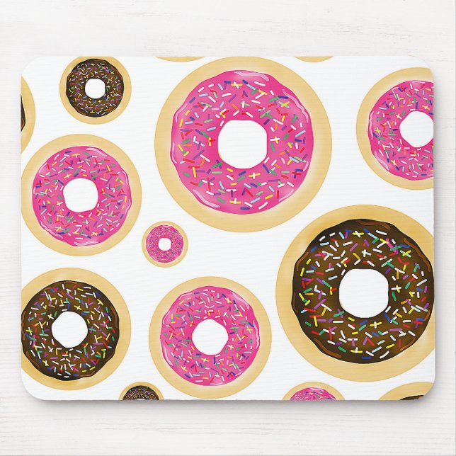 Mousepad Rosa e Castanho Sprinkle Rosquinhas Curta Diversão (Frente)