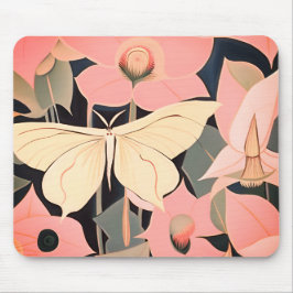 Mousepad Rosa e Creme - Luna Moth e Moonflower