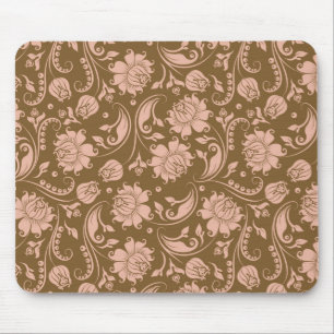 Mousepad Rosa e teste padrão floral de Brown