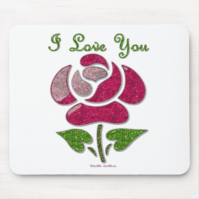 Mousepad Rosa Estêncil Rosa Eu Te Amo (Frente)