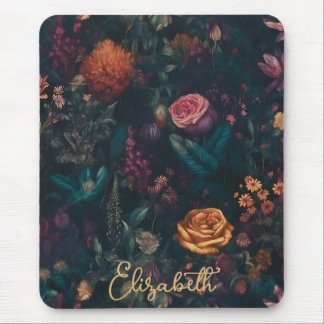 Mousepad Rosa Floral Gótico Escuro Personalizado