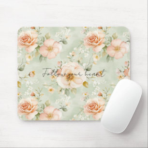 Mousepad Rosa Floral Menta Pêssego Bonita