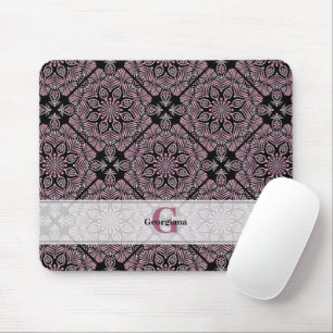 Mousepad Rosa Floral Personalizado Frontes Florais Mandala