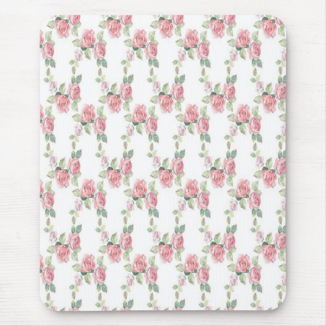 Mousepad Rosa Floral Shabby Chic Rosa (Frente)