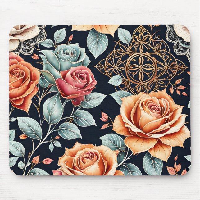 Mousepad Rosa Floral sofisticado (Frente)