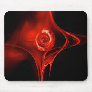 Mousepad ROSA FRACTAL, vermelho, preto