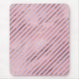 Mousepad Rosa Glamouroso Dourado em Folha e Listras Lavanda