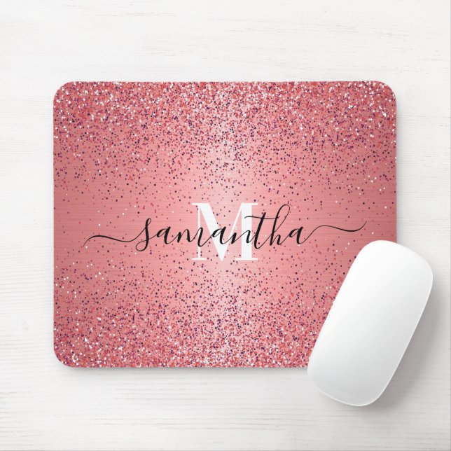 Mousepad Rosa Gold Foil Glitter (Com mouse)