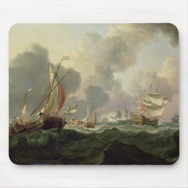 Mousepad Rosa holandeses e uma fragata britânica em mares (Frente)