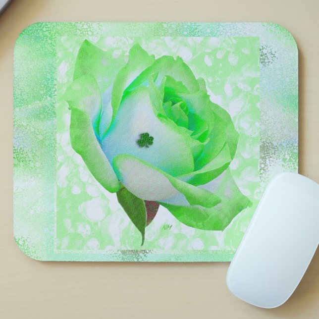 Mousepad Rosa irlandês e shamrock! (Criador carregado)