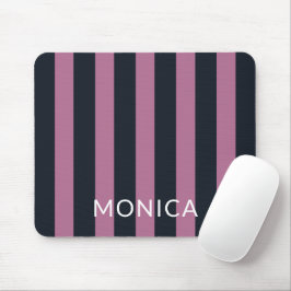 Mousepad rosa listrado | nome personalizado do marinho