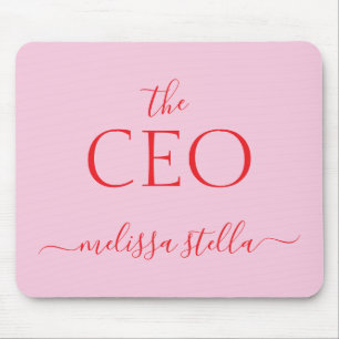 Mousepad Rosa Moderno O Nome do CEO Melhor Presente Femin