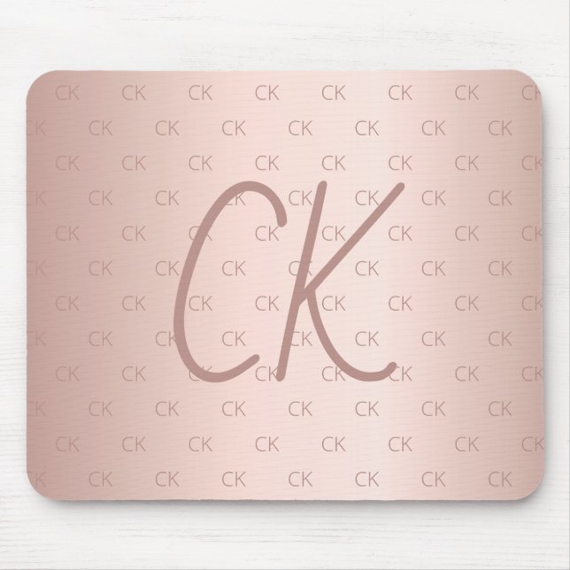Mousepad Rosa - monograma - iniciais cor-de-rosa-elegante (Frente)