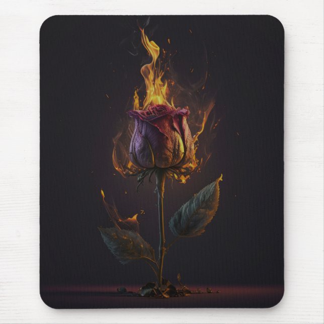 Mousepad rosa no fogo (Frente)